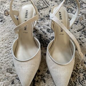 Anne Klein Cream Pointed Slingback Heels